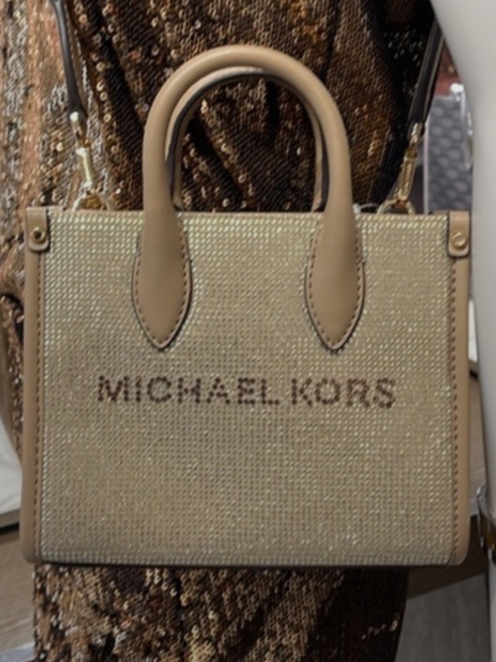 MICHAEL KORS MK
Mirella Extra-Small Logo XS Shopper XBody Leather Crossbody 
NWT